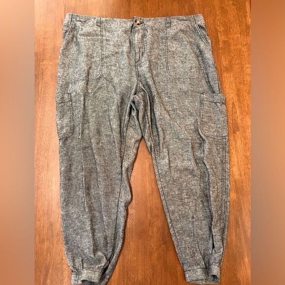 Sonoma Utility Jogger Pants Women Sz 22W Linen Blend Mid Rise Pockets Comfort - Picture 5 of 10